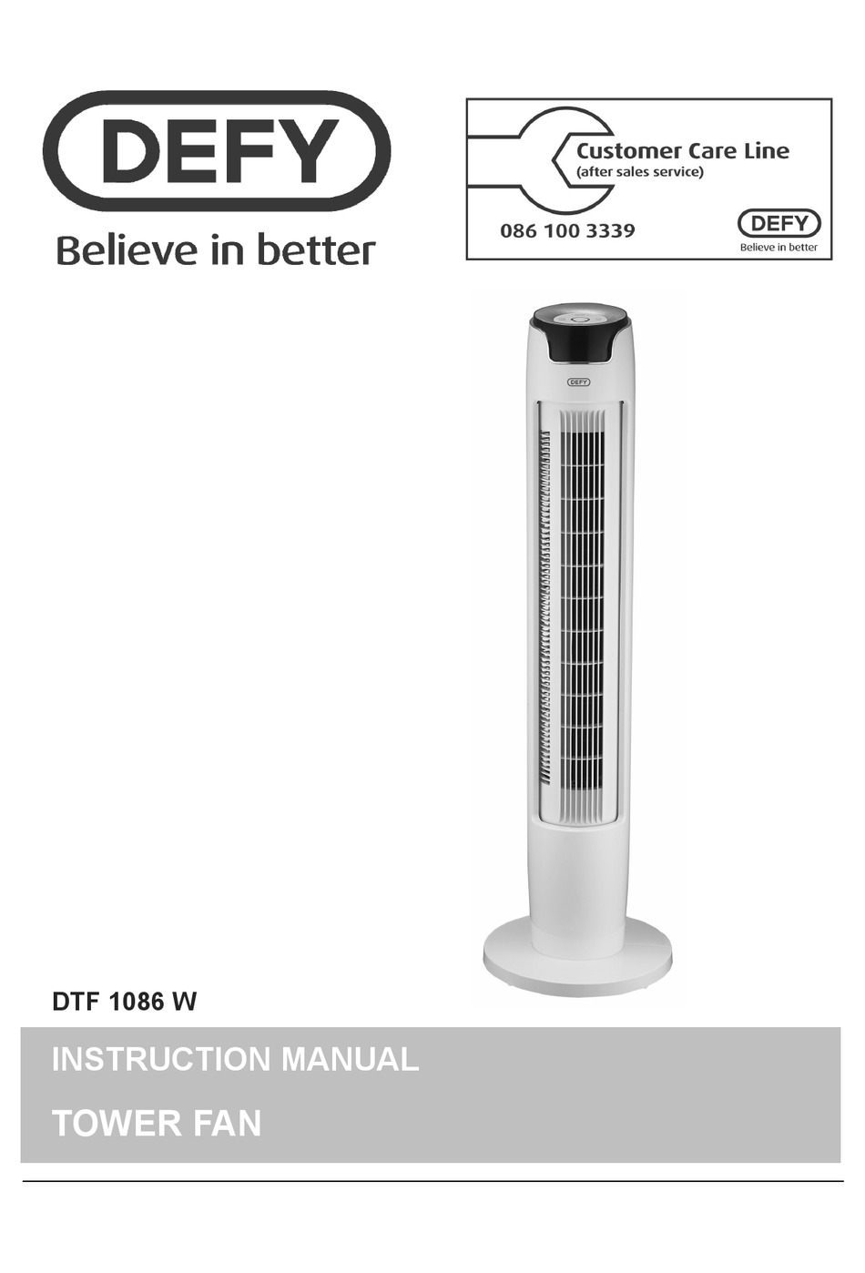 DEFY DTF 1086 W INSTRUCTION MANUAL Pdf Download ManualsLib