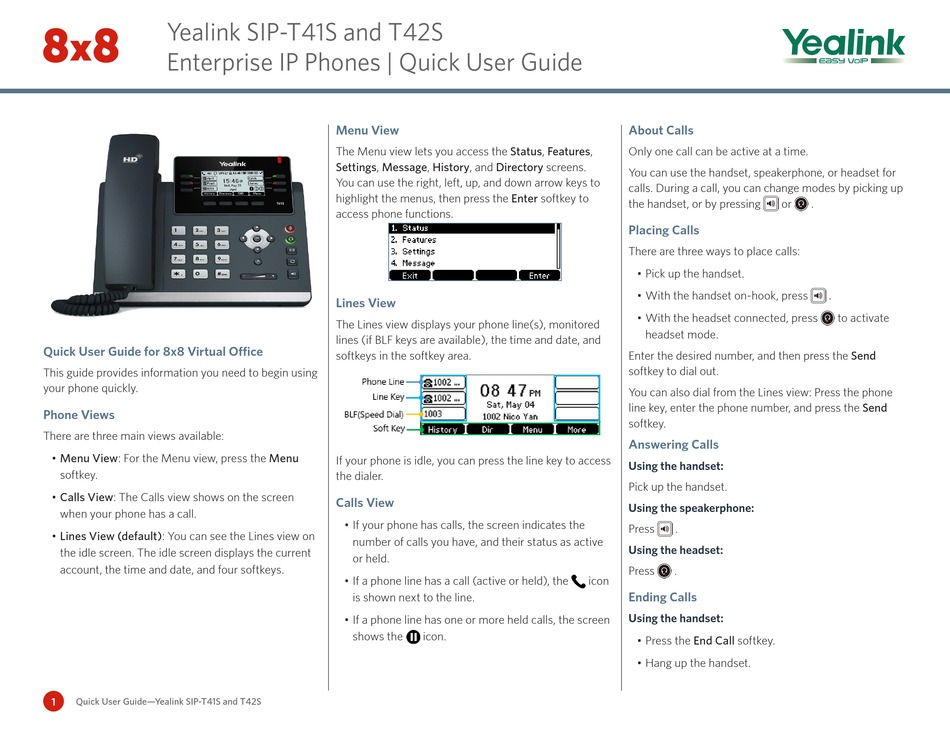 YEALINK SIP-T41S QUICK USER MANUAL Pdf Download | ManualsLib