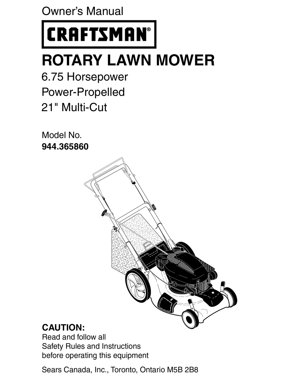 CRAFTSMAN 944.365860 OWNER'S MANUAL Pdf Download | ManualsLib