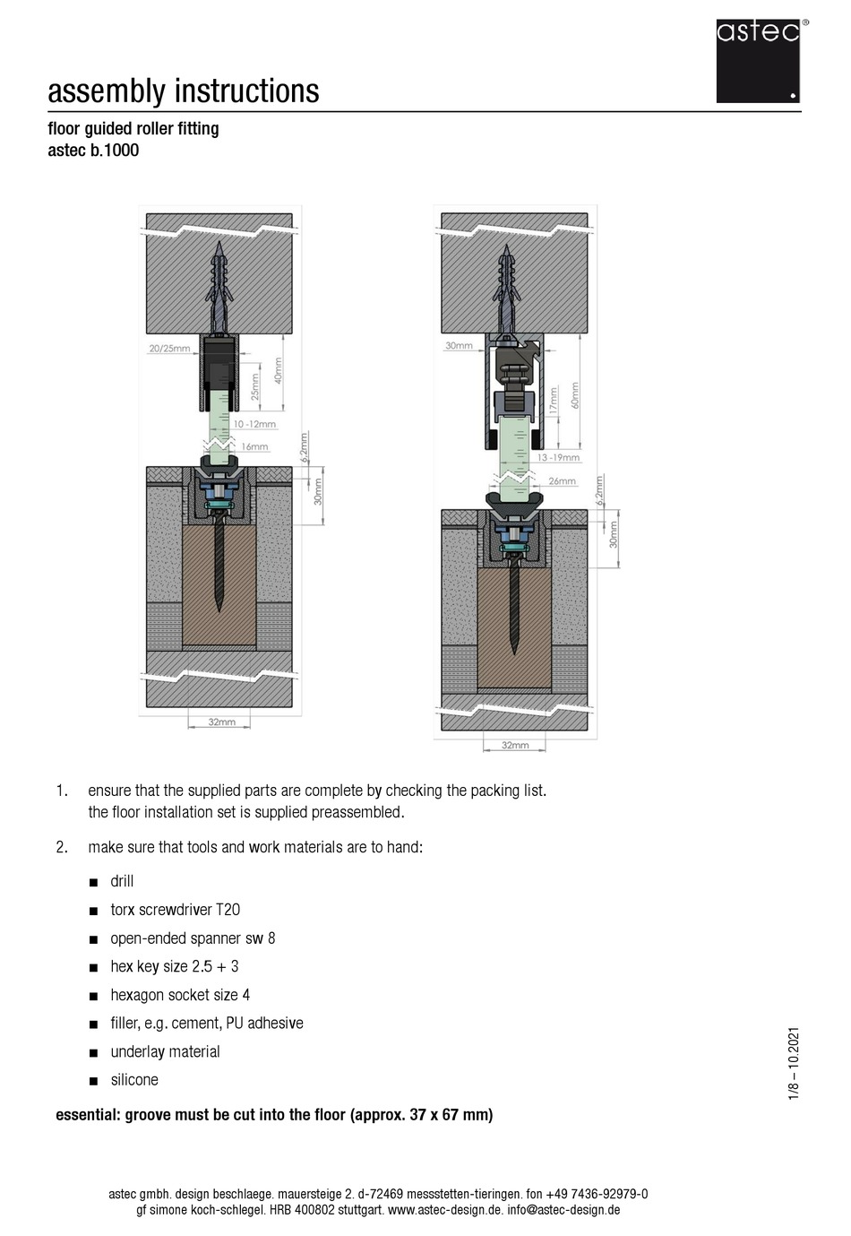 ASTEC B.1000 ASSEMBLY INSTRUCTIONS MANUAL Pdf Download ManualsLib