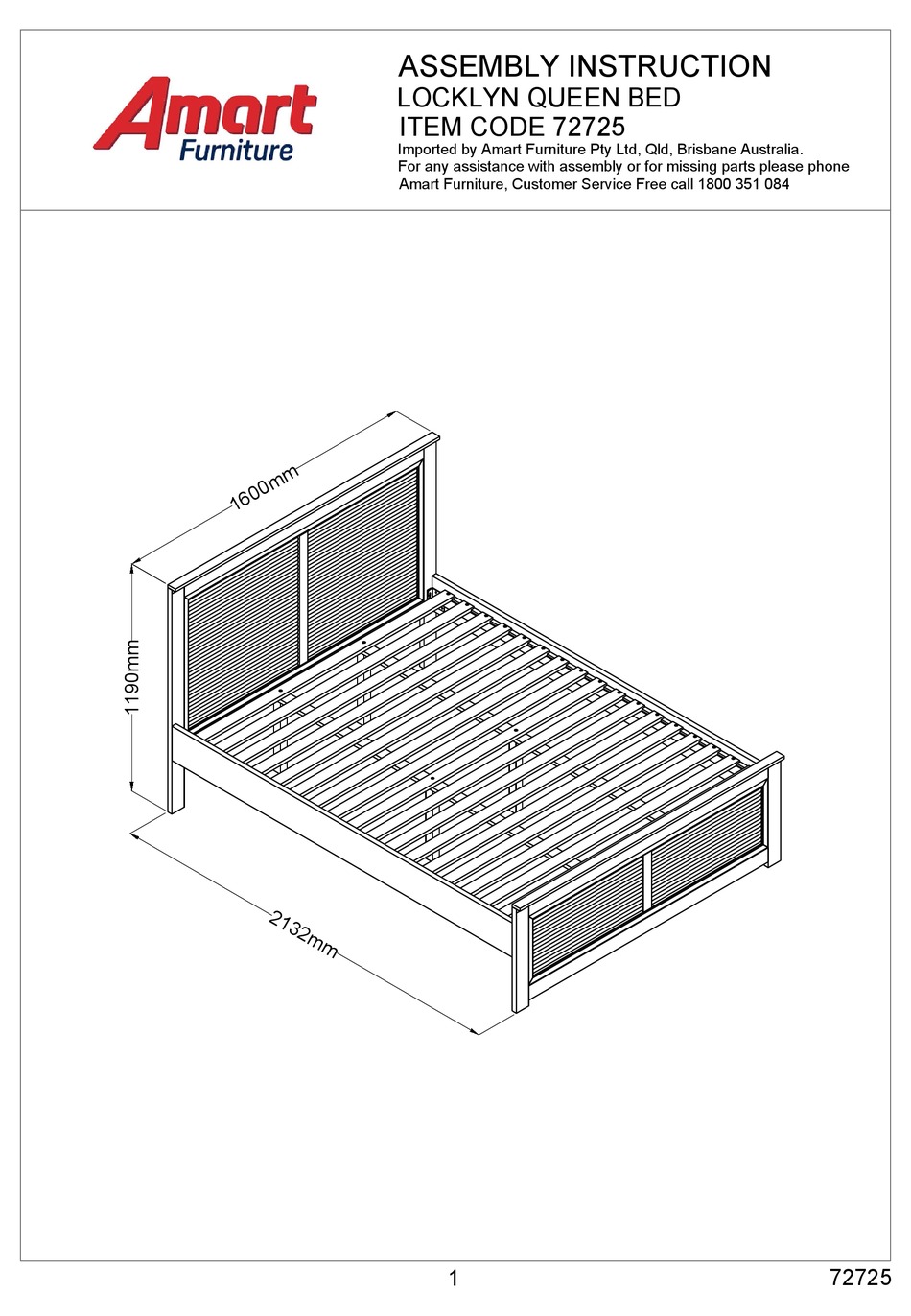 AMART FURNITURE LOCKLYN 72725 ASSEMBLY INSTRUCTION MANUAL Pdf Download ManualsLib