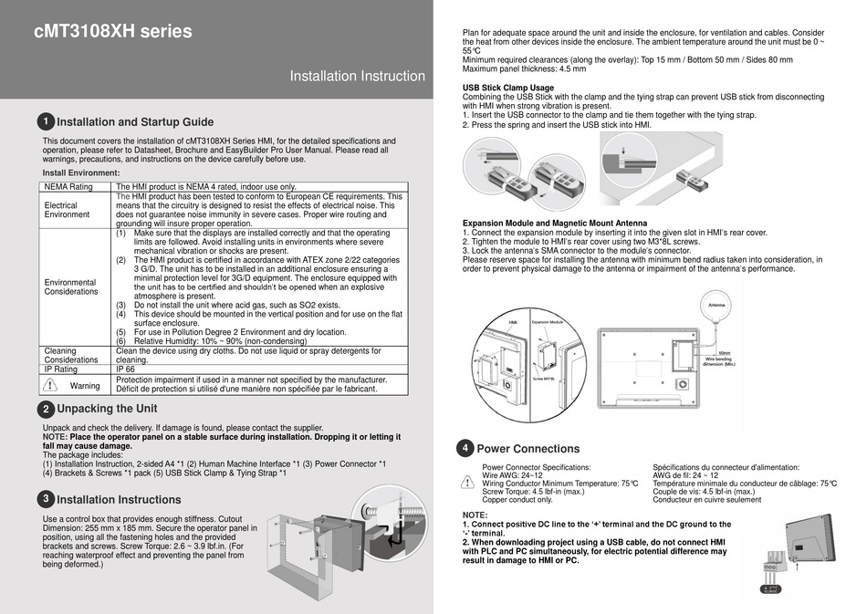 WEINTEK CMT3108XH SERIES INSTALLATION INSTRUCTION Pdf Download | ManualsLib