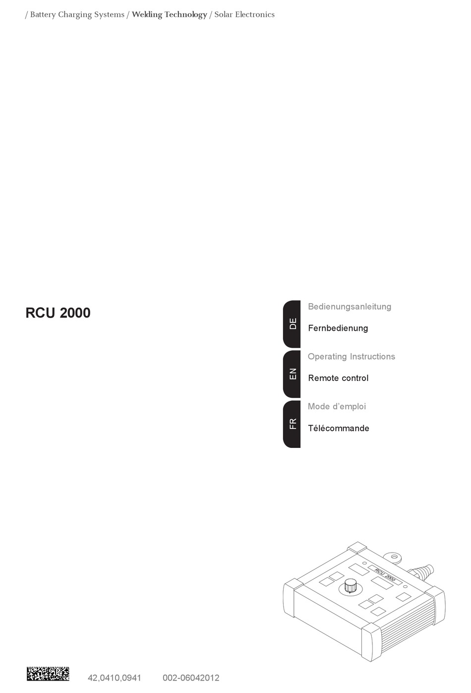 FRONIUS RCU 2000 OPERATING INSTRUCTIONS MANUAL Pdf Download ManualsLib