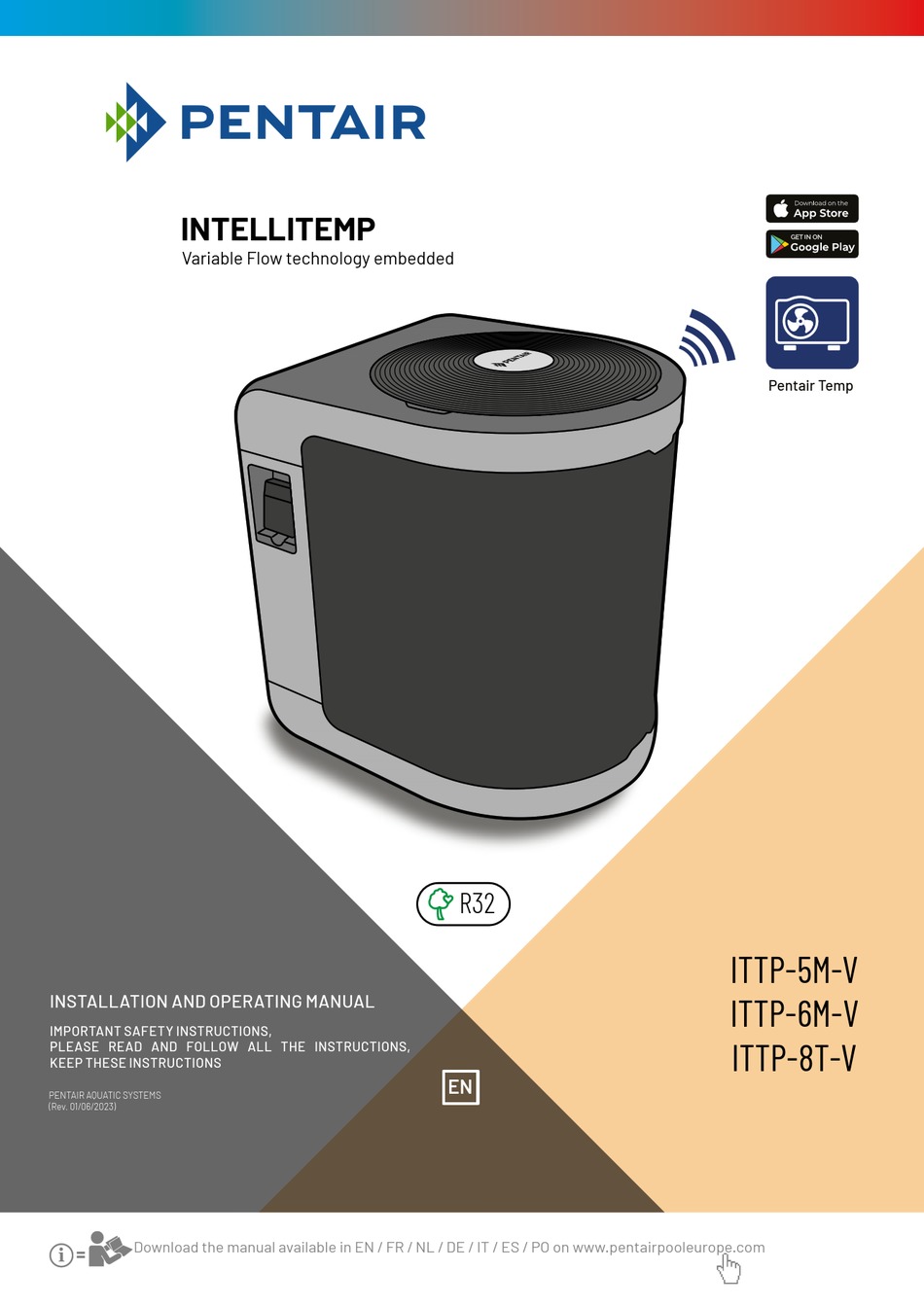 PENTAIR INTELLITEMP ITTP5MV INSTALLATION AND OPERATING MANUAL Pdf