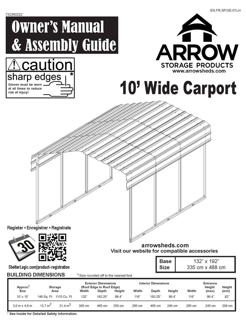 ARROW STORAGE PRODUCTS CPHC102909 OWNER'S MANUAL & ASSEMBLY MANUAL Pdf Download ManualsLib