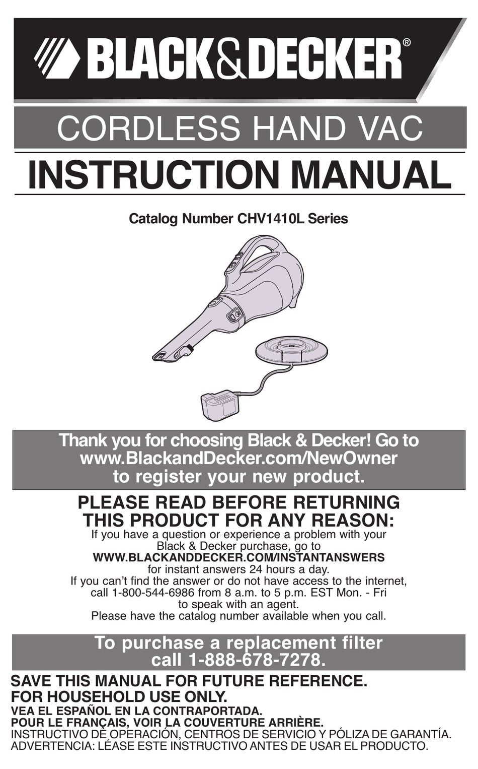 Black & Decker BDH2010LP, CHV1410L Series Instruction manual