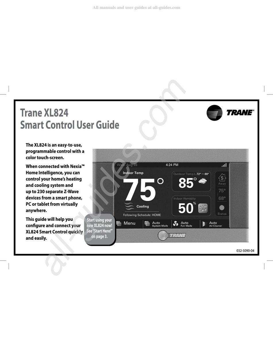 TRANE XL824 USER MANUAL Pdf Download | ManualsLib