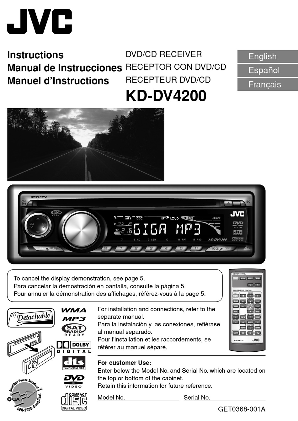 JVC KD-DV4200 INSTRUCTIONS MANUAL Pdf Download | ManualsLib