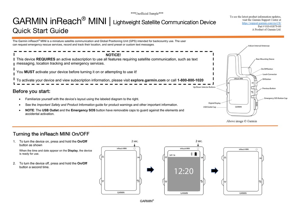 Garmin inreach mini quick start manual pdf download manualslib