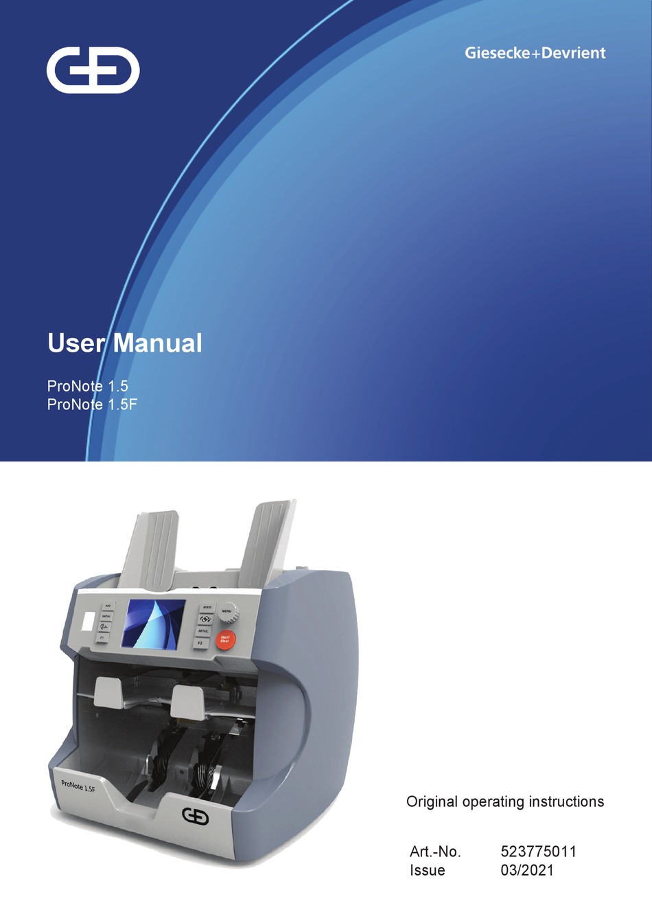 GIESECKE & DEVRIENT PRONOTE 1.5 USER MANUAL Pdf Download ManualsLib