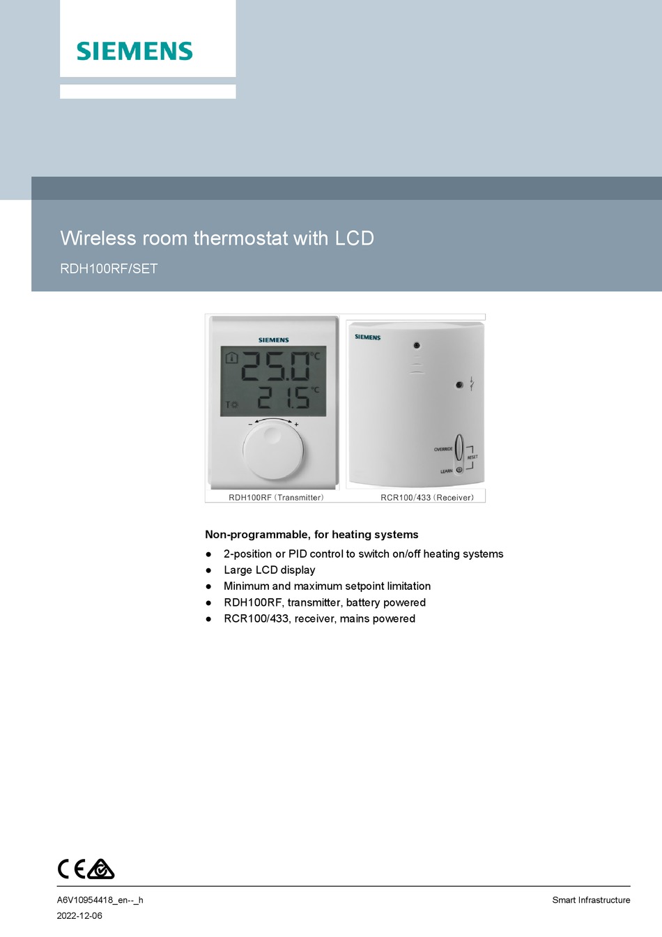 SIEMENS RDH100RF/SET MANUAL Pdf Download | ManualsLib