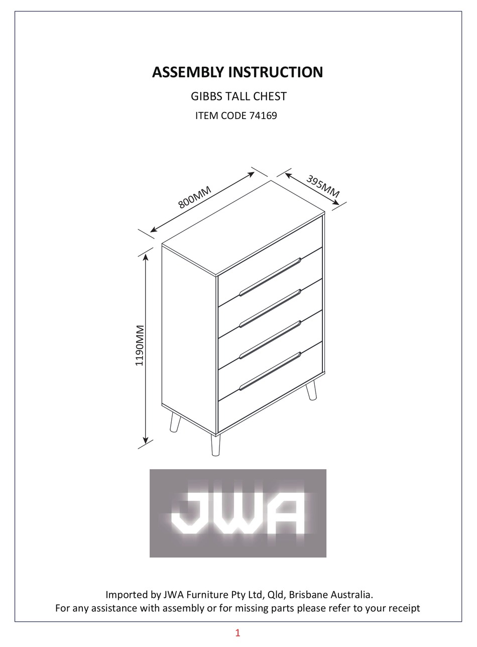 AMART FURNITURE GIBBS 74169 ASSEMBLY INSTRUCTION MANUAL Pdf Download ManualsLib