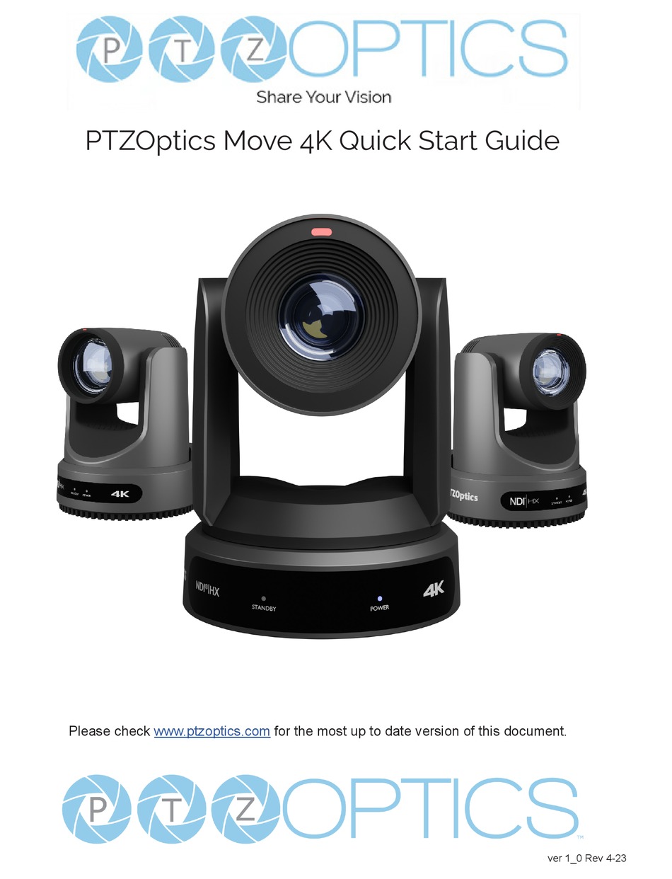 PTZOPTICS MOVE 4K QUICK START MANUAL Pdf Download ManualsLib