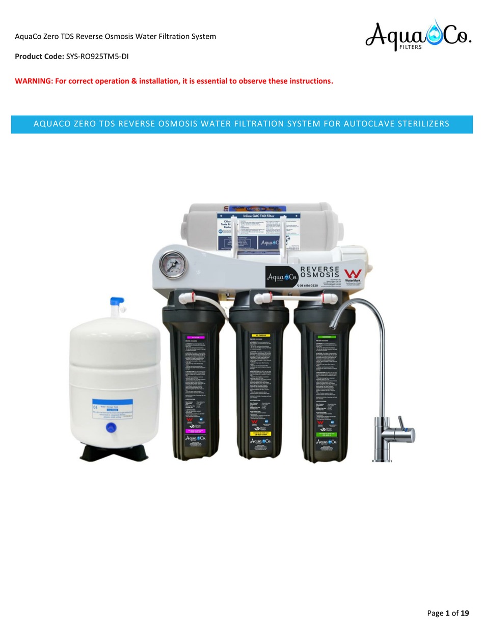 AQUACO ZERO TDS MANUAL Pdf Download ManualsLib
