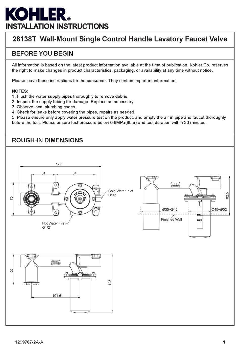 KOHLER 28138T INSTALLATION INSTRUCTIONS Pdf Download ManualsLib