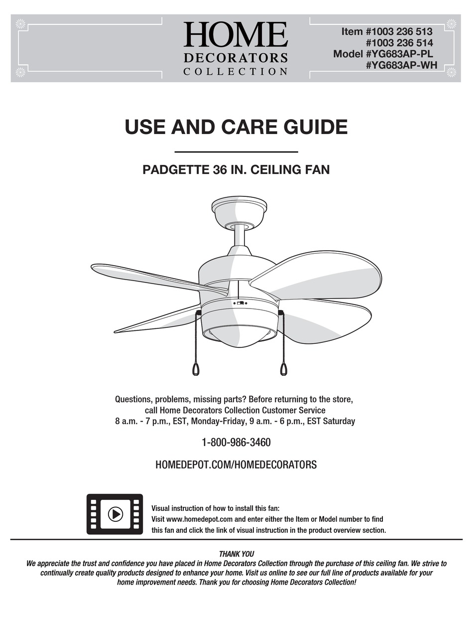 HOME DECORATORS COLLECTION YG683APPL USE AND CARE MANUAL Pdf Download