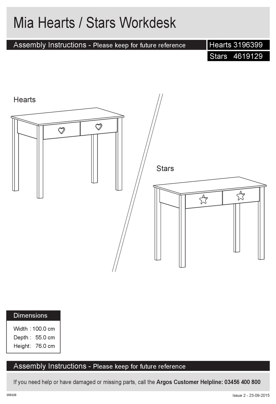 ARGOS HOME MIA HEARTS 3196399 ASSEMBLY INSTRUCTIONS MANUAL Pdf Download