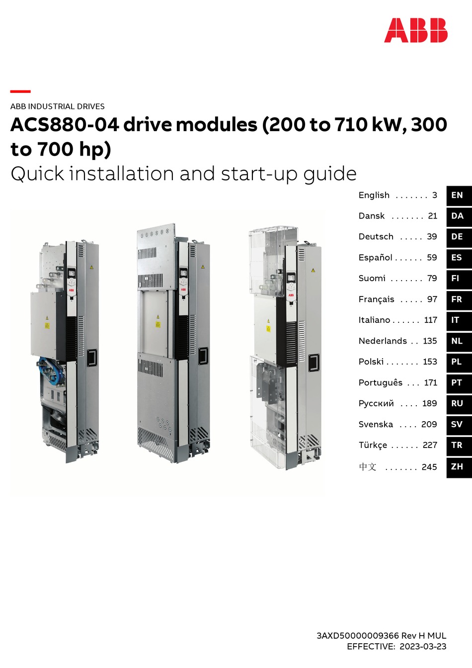 ABB ACS880-04 QUICK INSTALLATION AND START-UP MANUAL Pdf Download ...