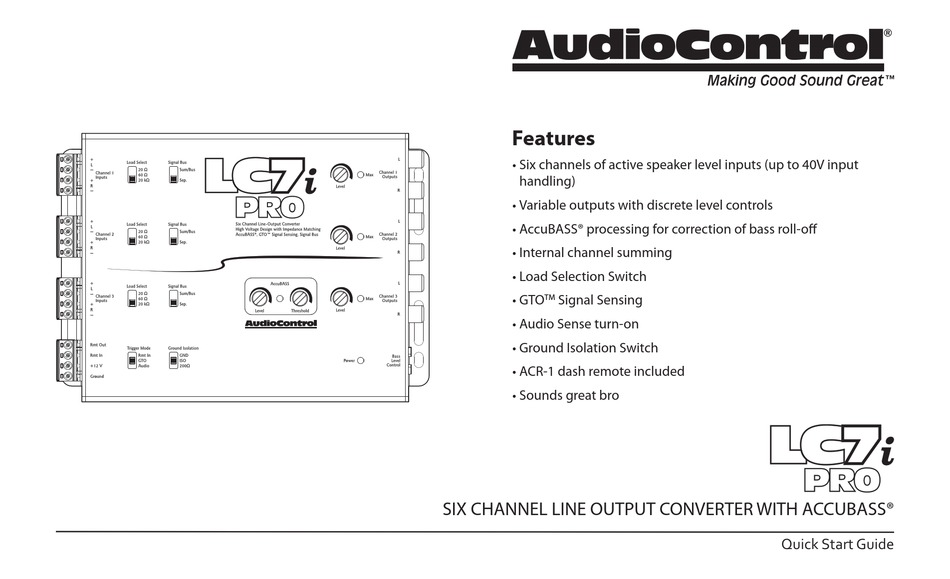 AUDIOCONTROL LC7I PRO QUICK START MANUAL Pdf Download ManualsLib