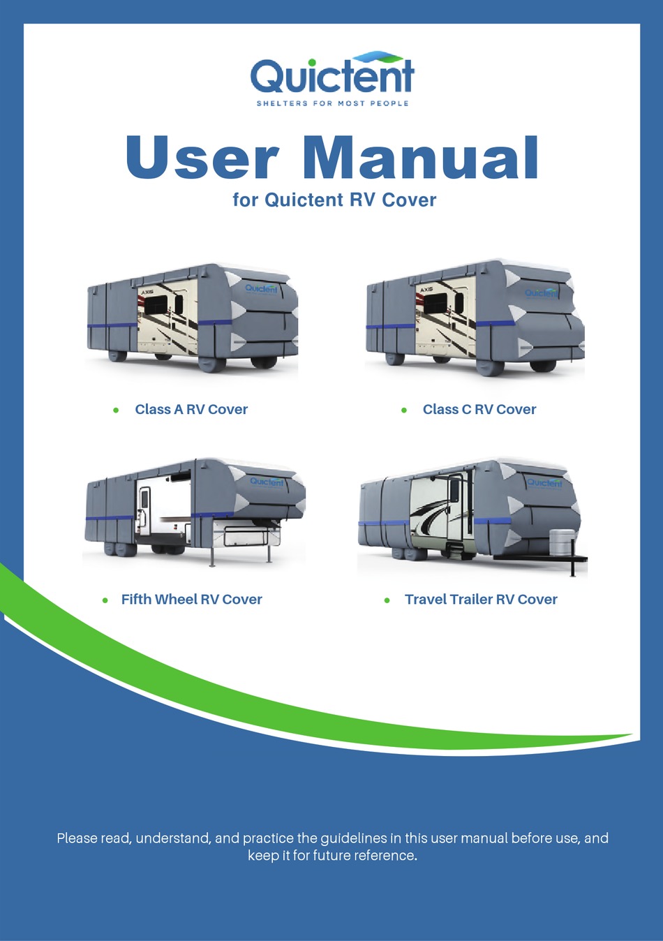 QUICTENT CLASS A RV COVER USER MANUAL Pdf Download ManualsLib