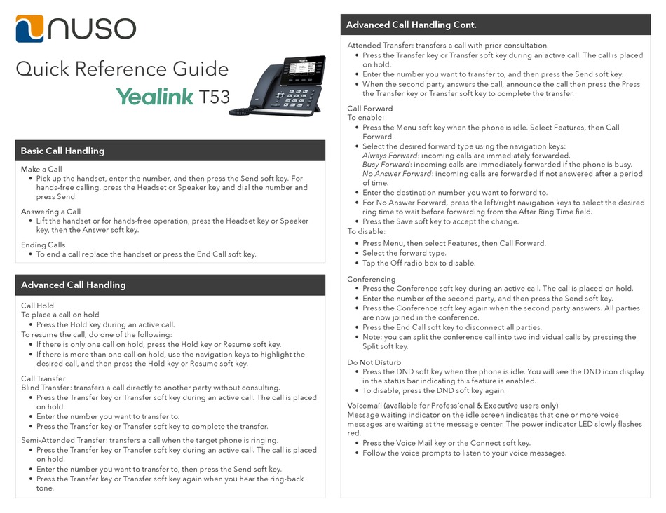 Yealink T Quick Reference Manual Pdf Download Manualslib