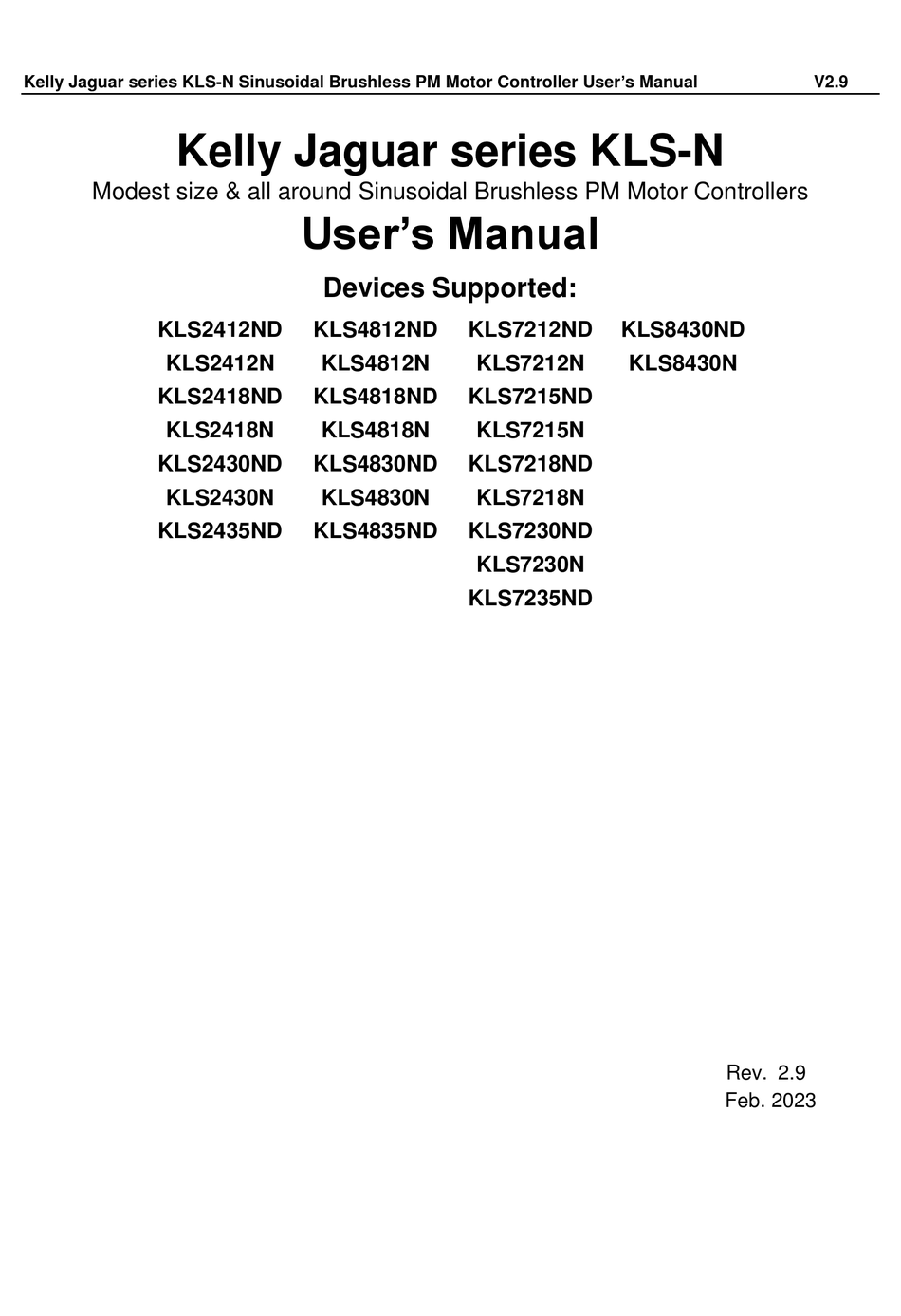 KELLY JAGUAR KLSN SERIES USER MANUAL Pdf Download ManualsLib