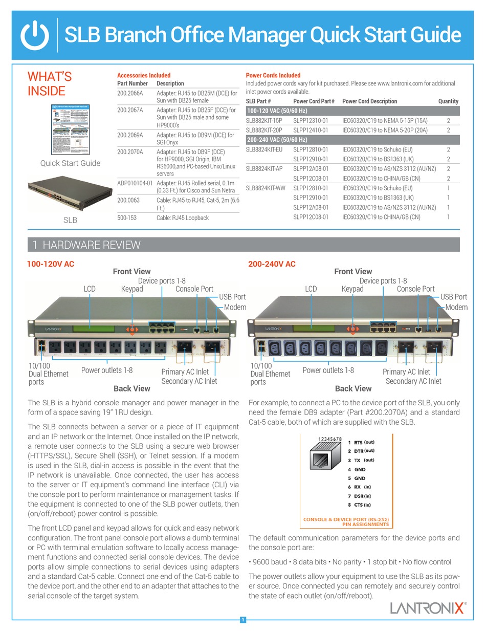 LANTRONIX SLB QUICK START MANUAL Pdf Download | ManualsLib