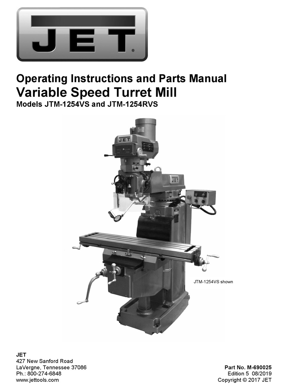 JET JTM1254RVS OPERATING INSTRUCTIONS MANUAL Pdf Download ManualsLib
