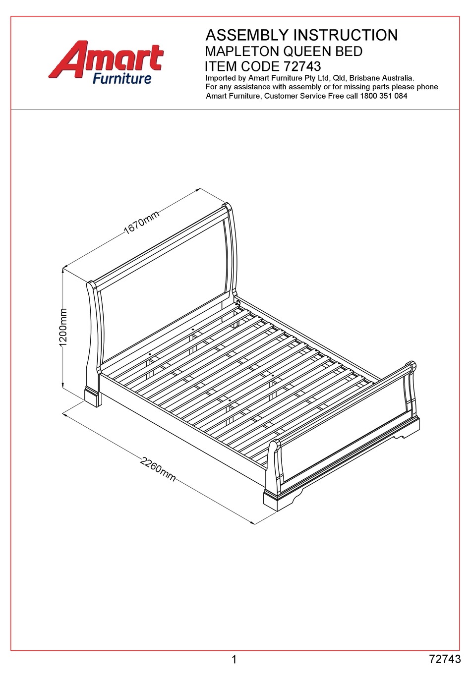 AMART FURNITURE MAPLETON 72743 ASSEMBLY INSTRUCTION MANUAL Pdf Download