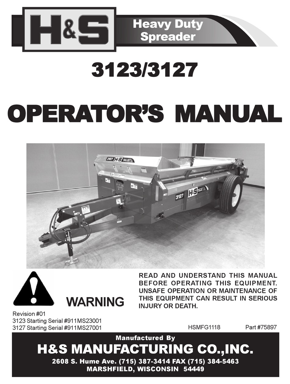 H&S 3123 OPERATOR'S MANUAL Pdf Download | ManualsLib