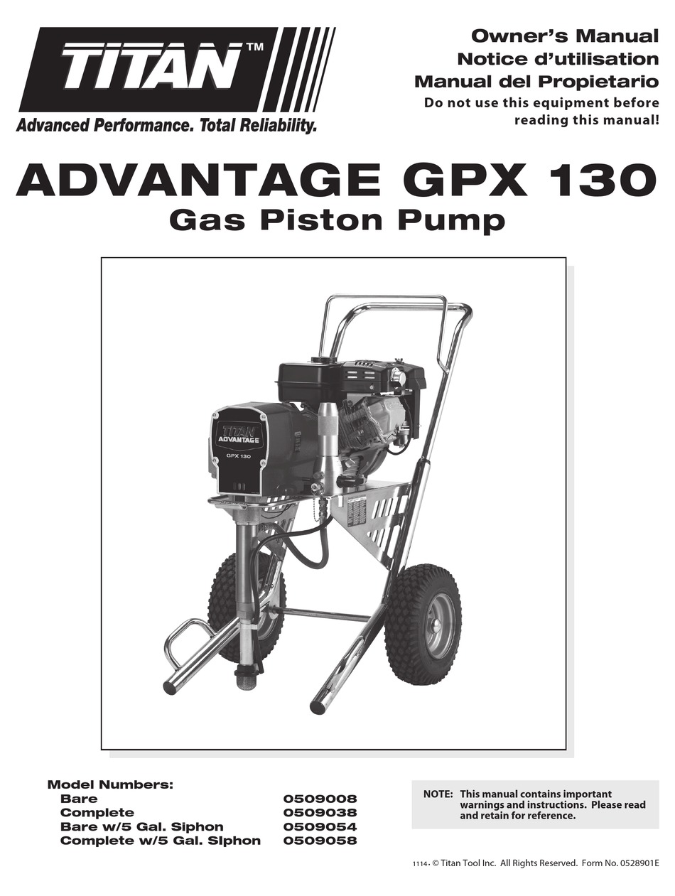 TITAN TOOL ADVANTAGE GPX 130 OWNER'S MANUAL Pdf Download ManualsLib