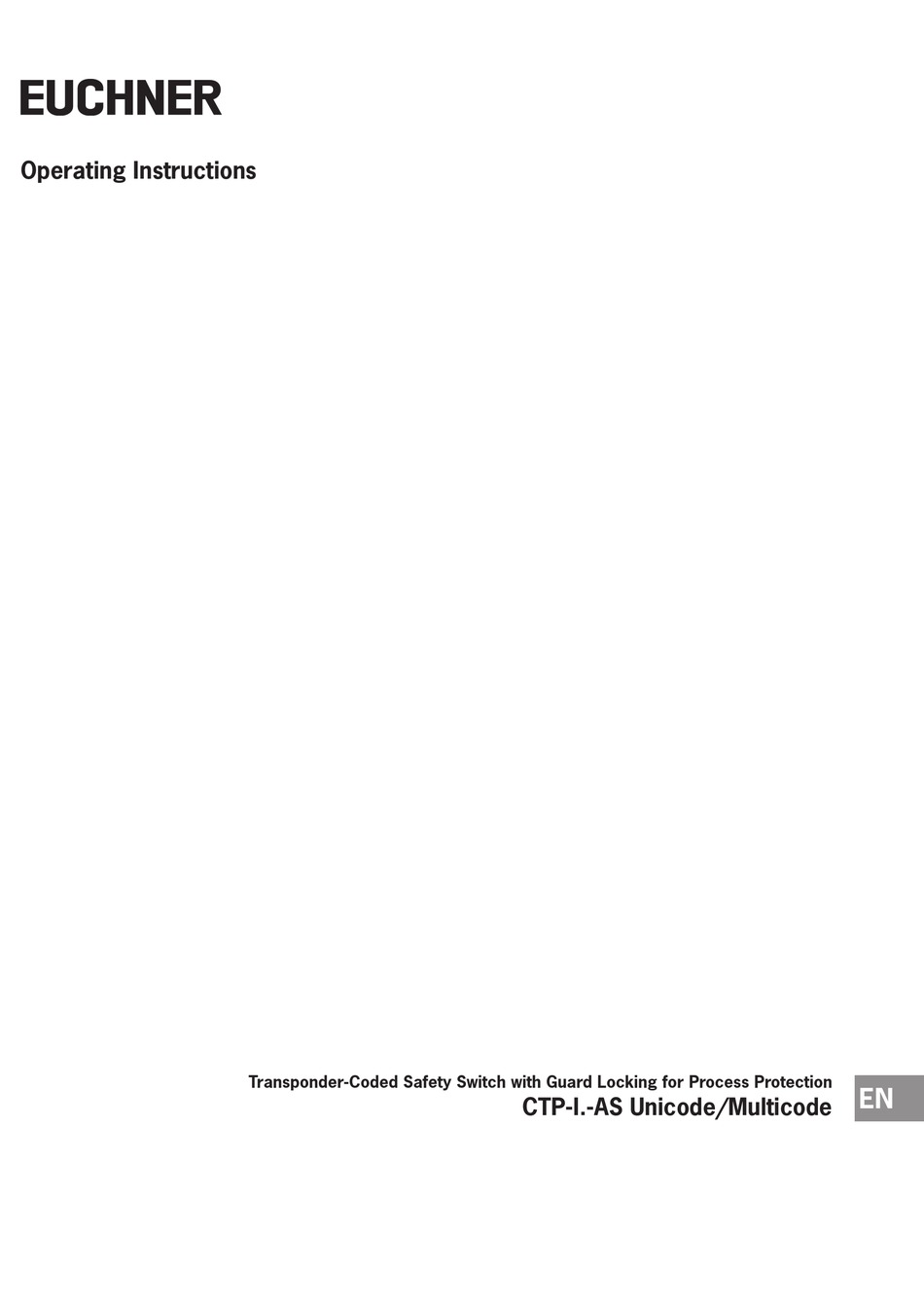 EUCHNER CTPI.AS UNICODE SERIES OPERATING INSTRUCTIONS MANUAL Pdf