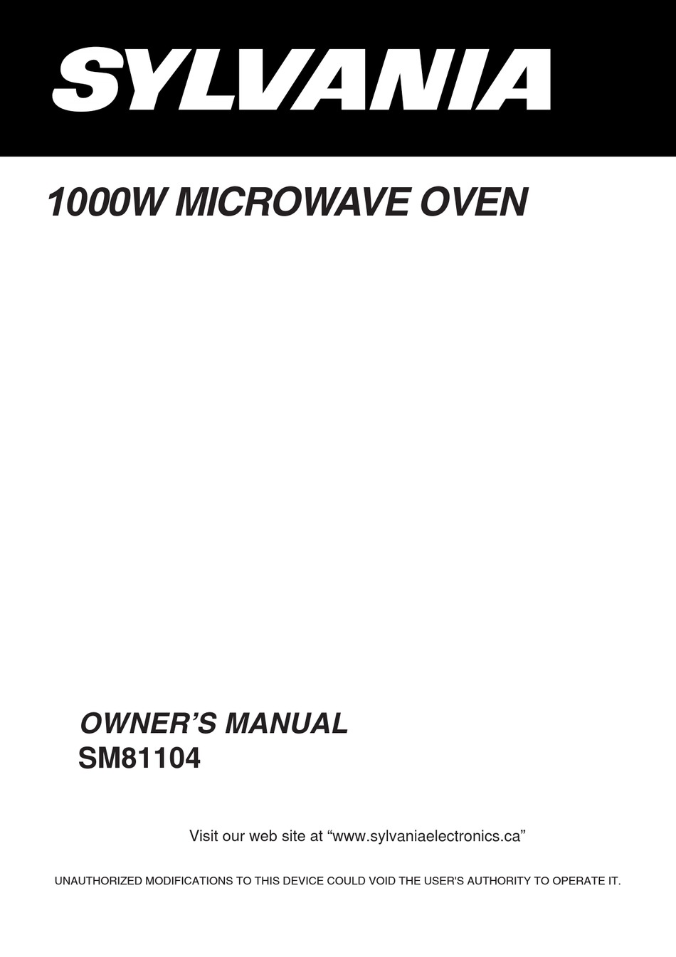 SYLVANIA SM81104 OWNER'S MANUAL Pdf Download ManualsLib