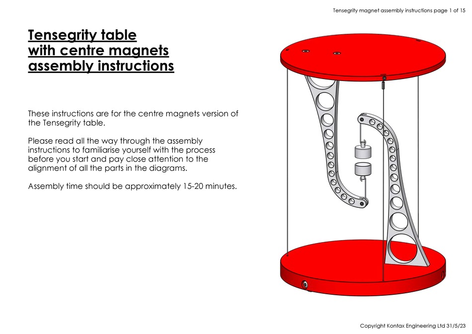 KONTAX TENSEGRITY TABLE WITH CENTRE ASSEMBLY INSTRUCTIONS