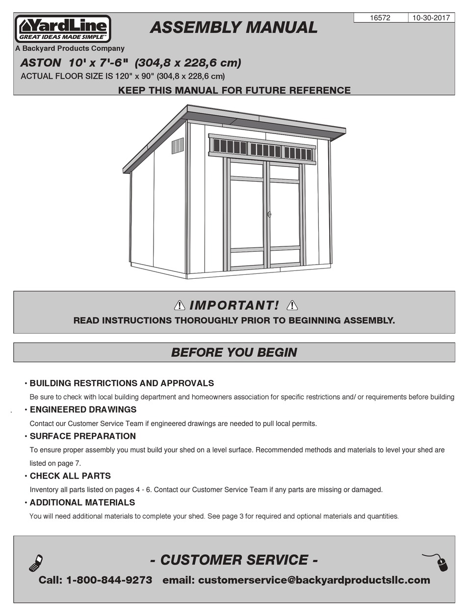 BACKYARD YARDLINE ASTON ASSEMBLY MANUAL Pdf Download ManualsLib
