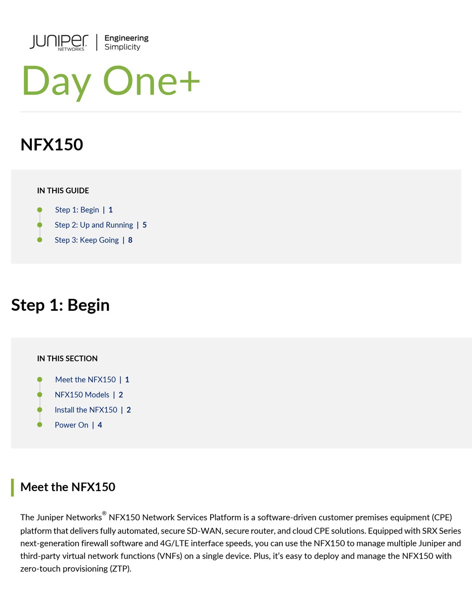 JUNIPER DAY ONE+ NFX150 SERIES MANUAL Pdf Download ManualsLib