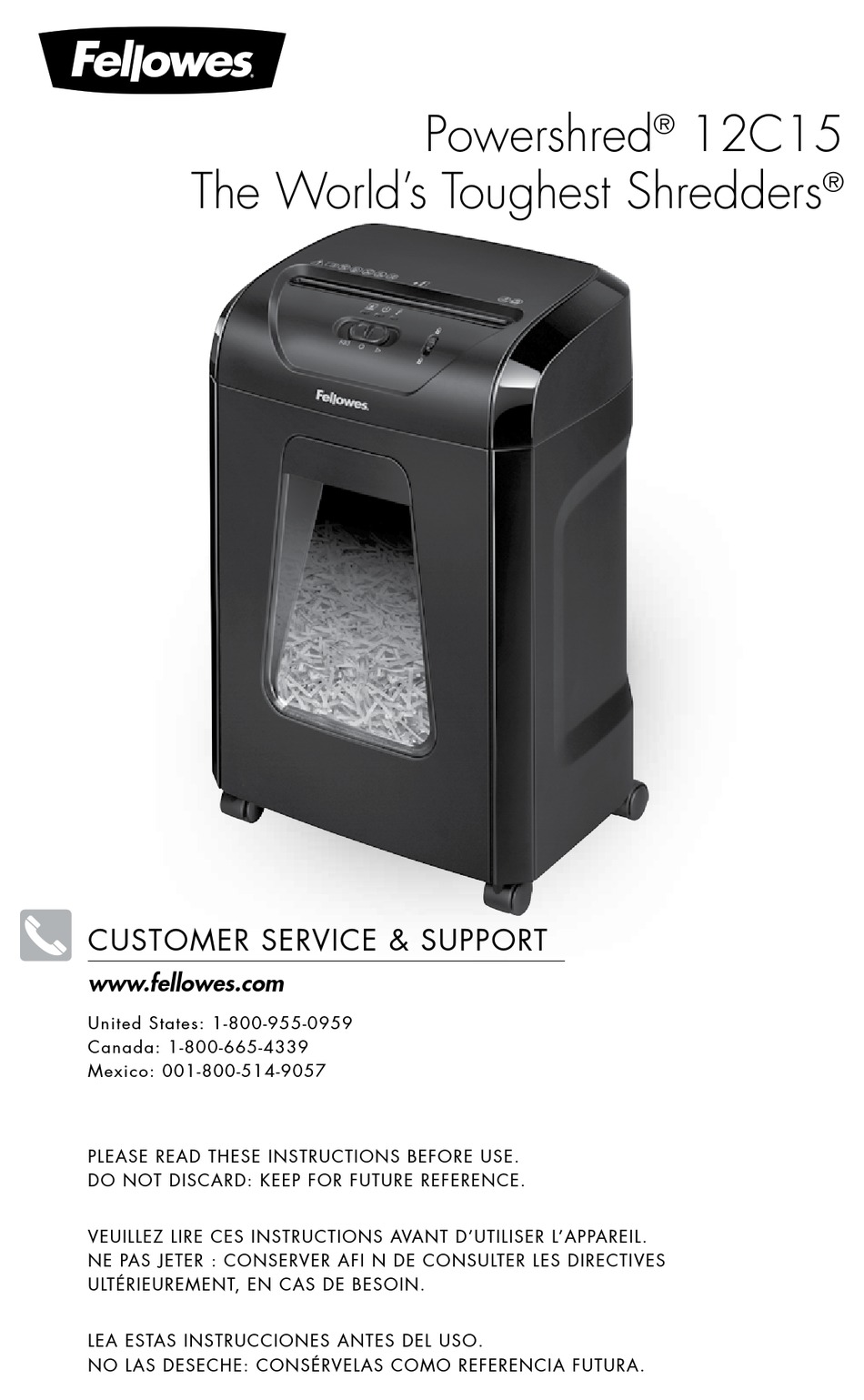 FELLOWES POWERSHRED 12C15 MANUAL Pdf Download ManualsLib