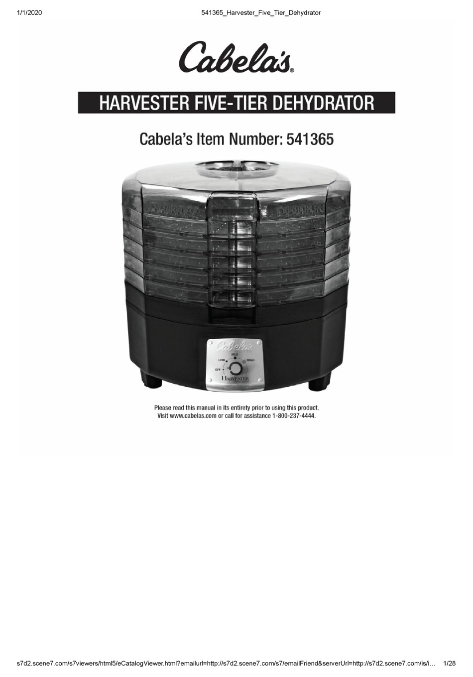 CABELA'S 541365 MANUAL Pdf Download ManualsLib