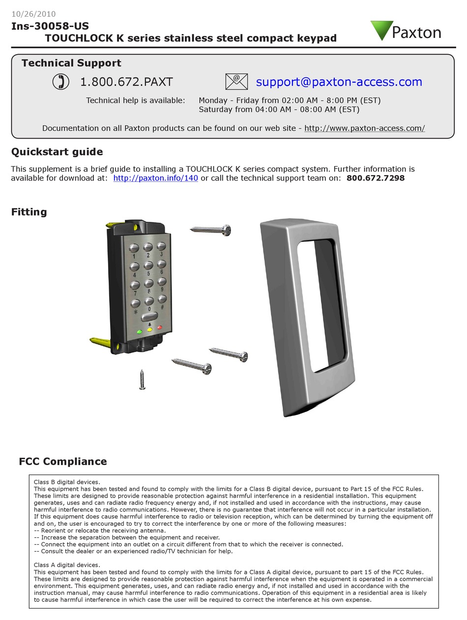 PAXTON INS30058US QUICK START MANUAL Pdf Download ManualsLib