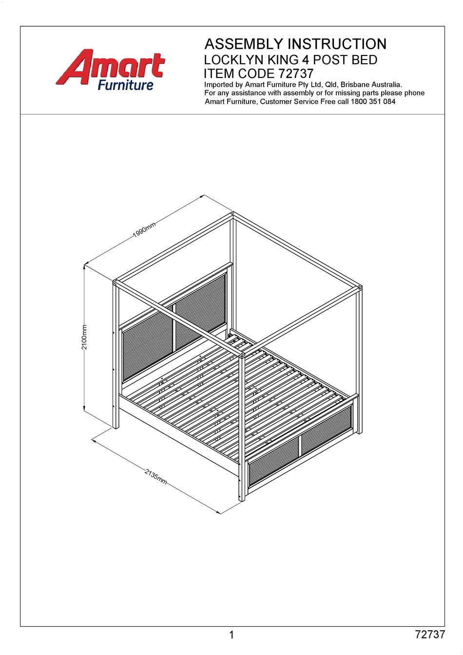 AMART FURNITURE LOCKLYN 72737 ASSEMBLY INSTRUCTION MANUAL Pdf Download