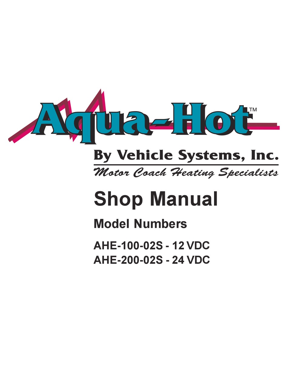 VEHICLE SYSTEMS AQUAHOT AHE10002S SHOP MANUAL Pdf Download ManualsLib