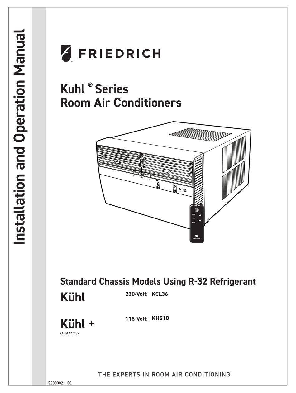 FRIEDRICH KUHL KCL36 INSTALLATION AND OPERATION MANUAL Pdf Download