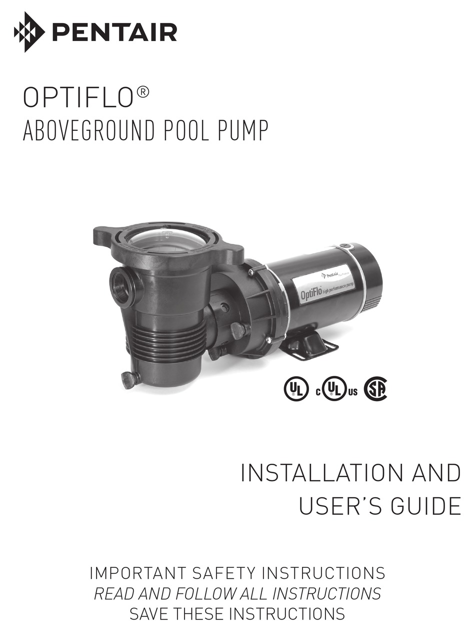PENTAIR OPTIFLO 348195SR INSTALLATION AND USER MANUAL Pdf Download ManualsLib