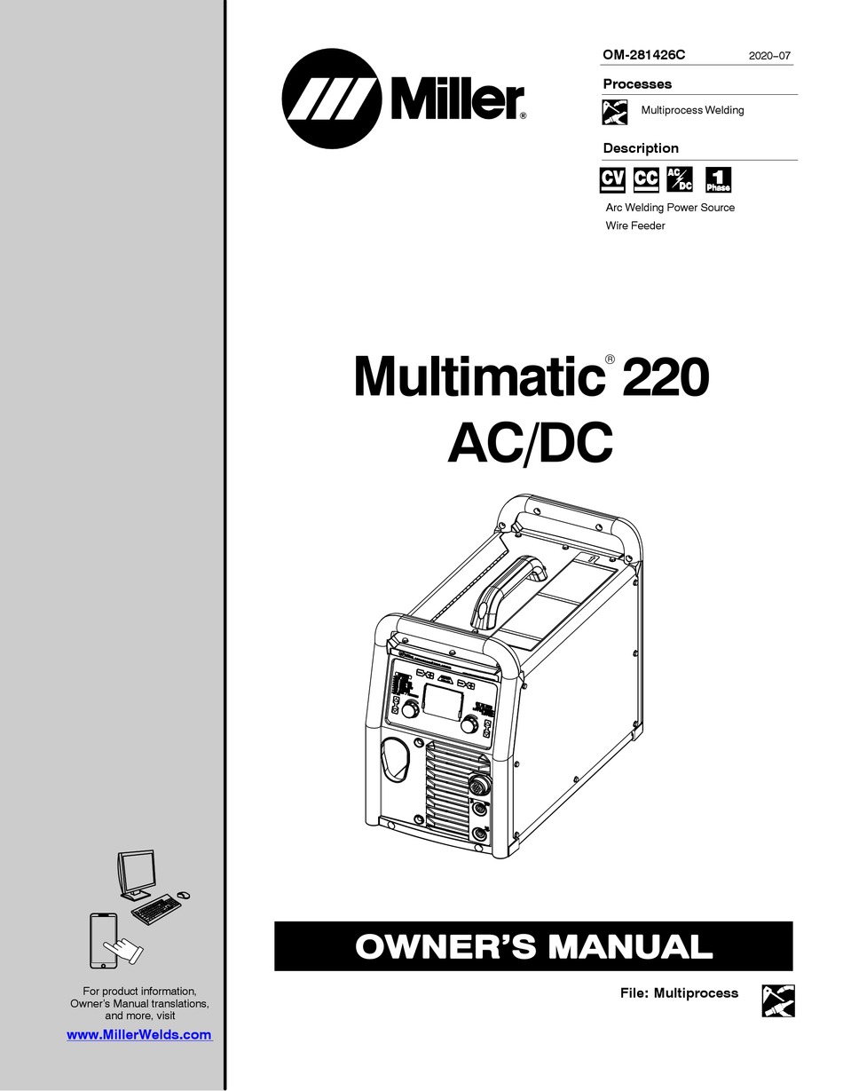 MILLER MULTIMATIC 220 AC/DC OWNER