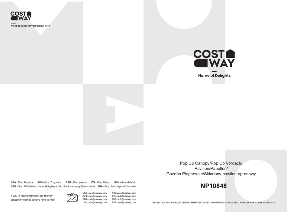 COSTWAY NP10848 ASSEMBLY INSTRUCTIONS MANUAL Pdf Download ManualsLib