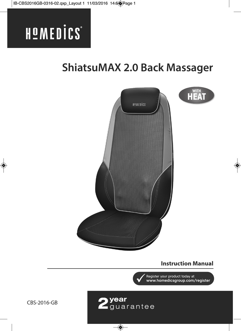 HOMEDICS SHIATSUMAX 2.0 INSTRUCTION MANUAL Pdf Download ManualsLib