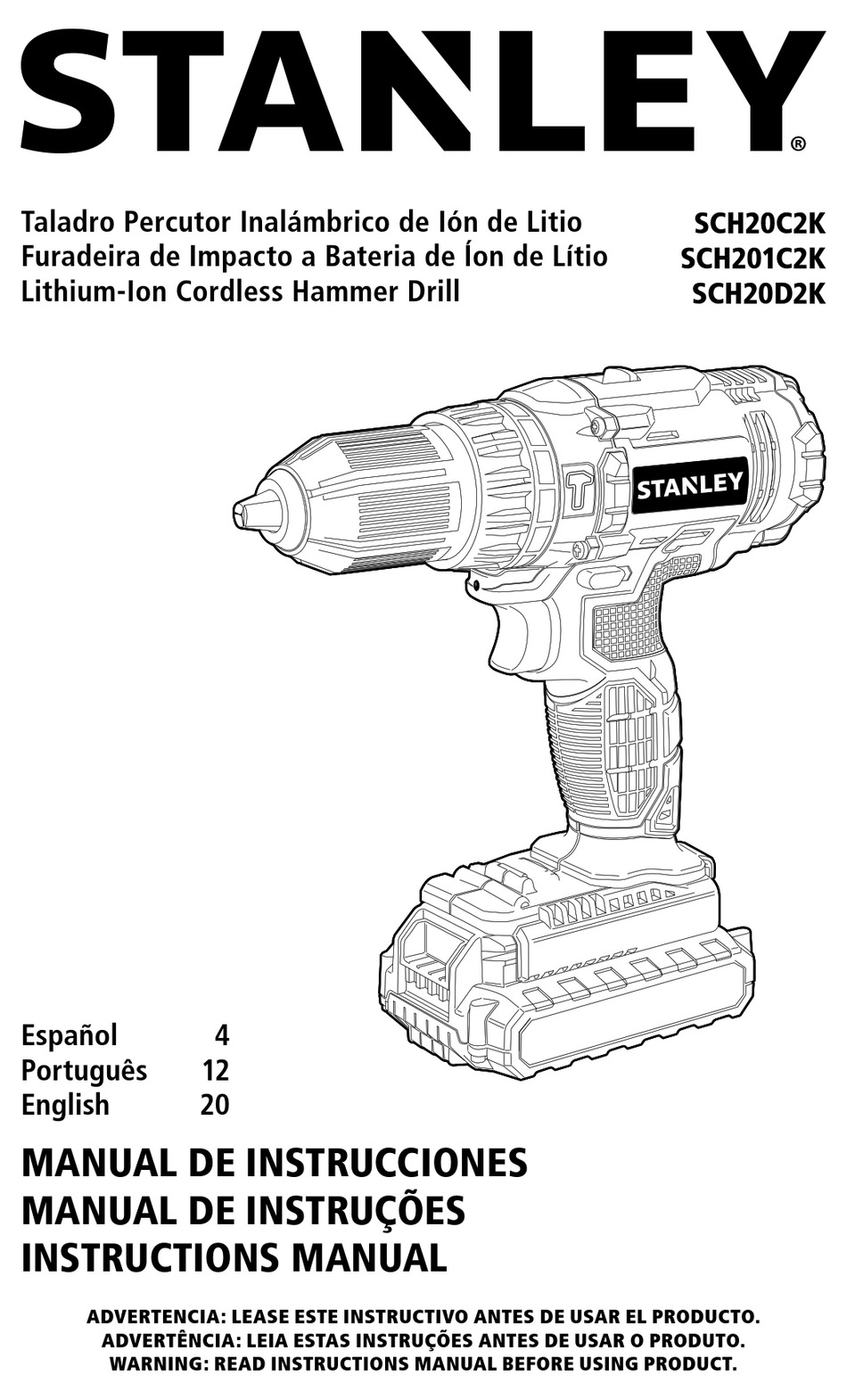 STANLEY SCH20C2KBR INSTRUCTION MANUAL Pdf Download ManualsLib