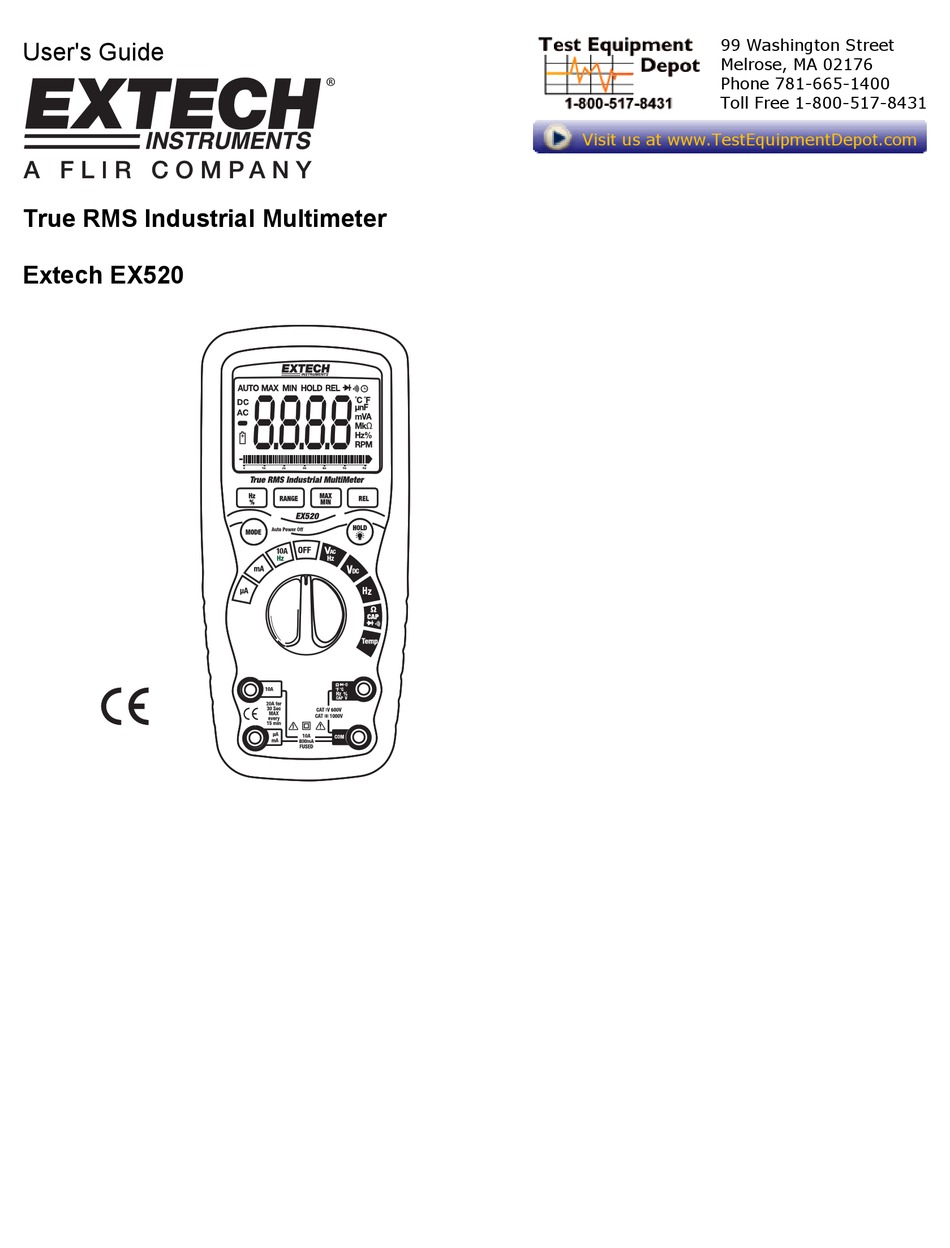 FLIR EXTECH INSTRUMENTS EX520 USER MANUAL Pdf Download | ManualsLib