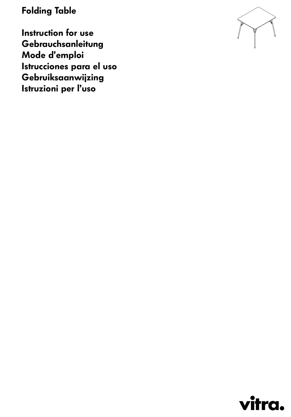 VITRA FOLDING TABLE INSTRUCTIONS FOR USE Pdf Download ManualsLib