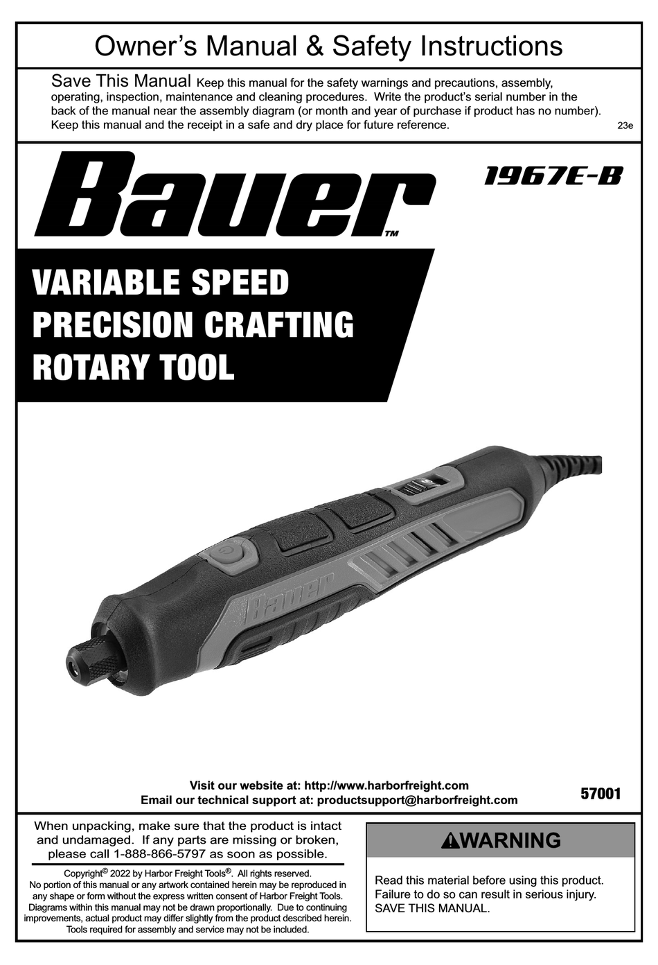 BAUER 1967E-B OWNER'S MANUAL & SAFETY INSTRUCTIONS Pdf Download ...